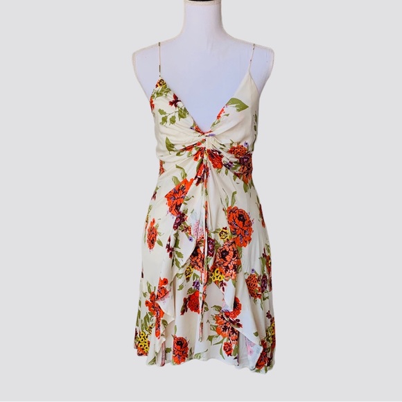 FREE PEOPLE HAPPY HEART FLORAL RUCHED MINI DRESS - Picture 2 of 16